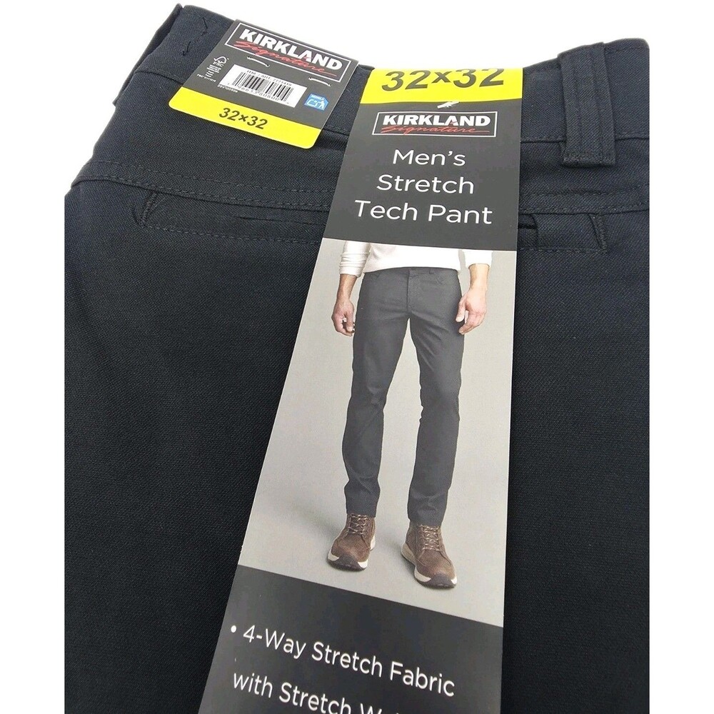 Kirkland Signature Mens 32x32 Straight Stretch Tech Pant Flex Waist Zip Pockets